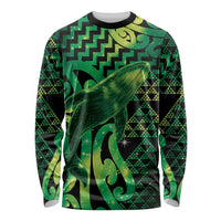 Humpback Whale Matariki New Zealand Long Sleeve Shirt NZ Maori Paikea Poutama Luxury Green