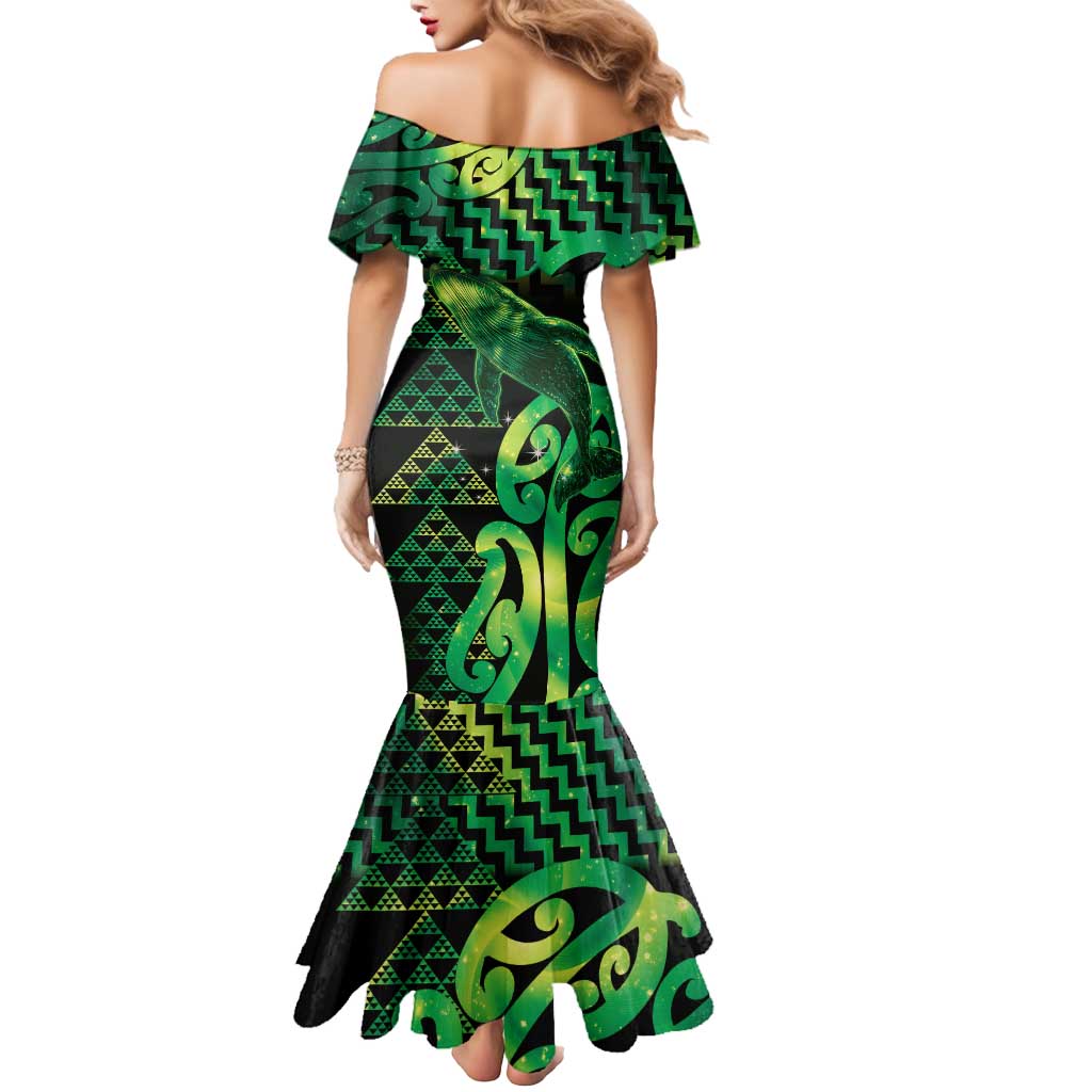 Humpback Whale Matariki New Zealand Mermaid Dress NZ Maori Paikea Poutama Luxury Green LT14 - Polynesian Pride