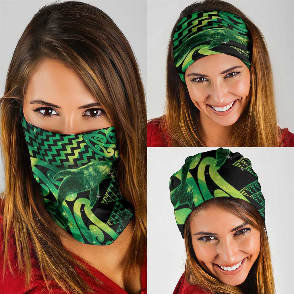 Humpback Whale Matariki New Zealand Neck Gaiter NZ Maori Paikea Poutama Luxury Green