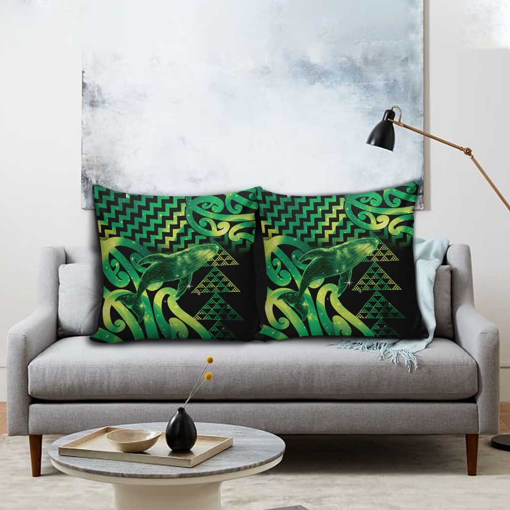 Humpback Whale Matariki New Zealand Pillow Cover NZ Maori Paikea Poutama Luxury Green