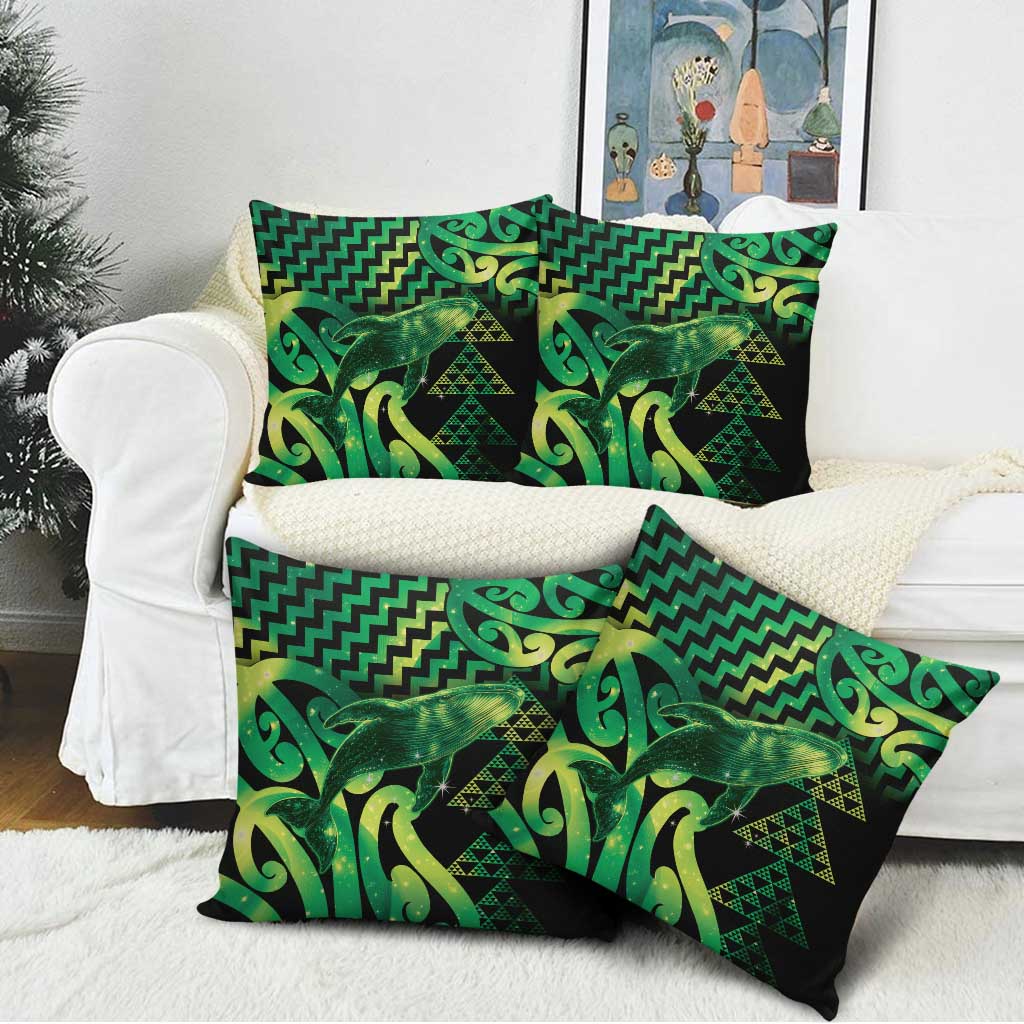 Humpback Whale Matariki New Zealand Pillow Cover NZ Maori Paikea Poutama Luxury Green