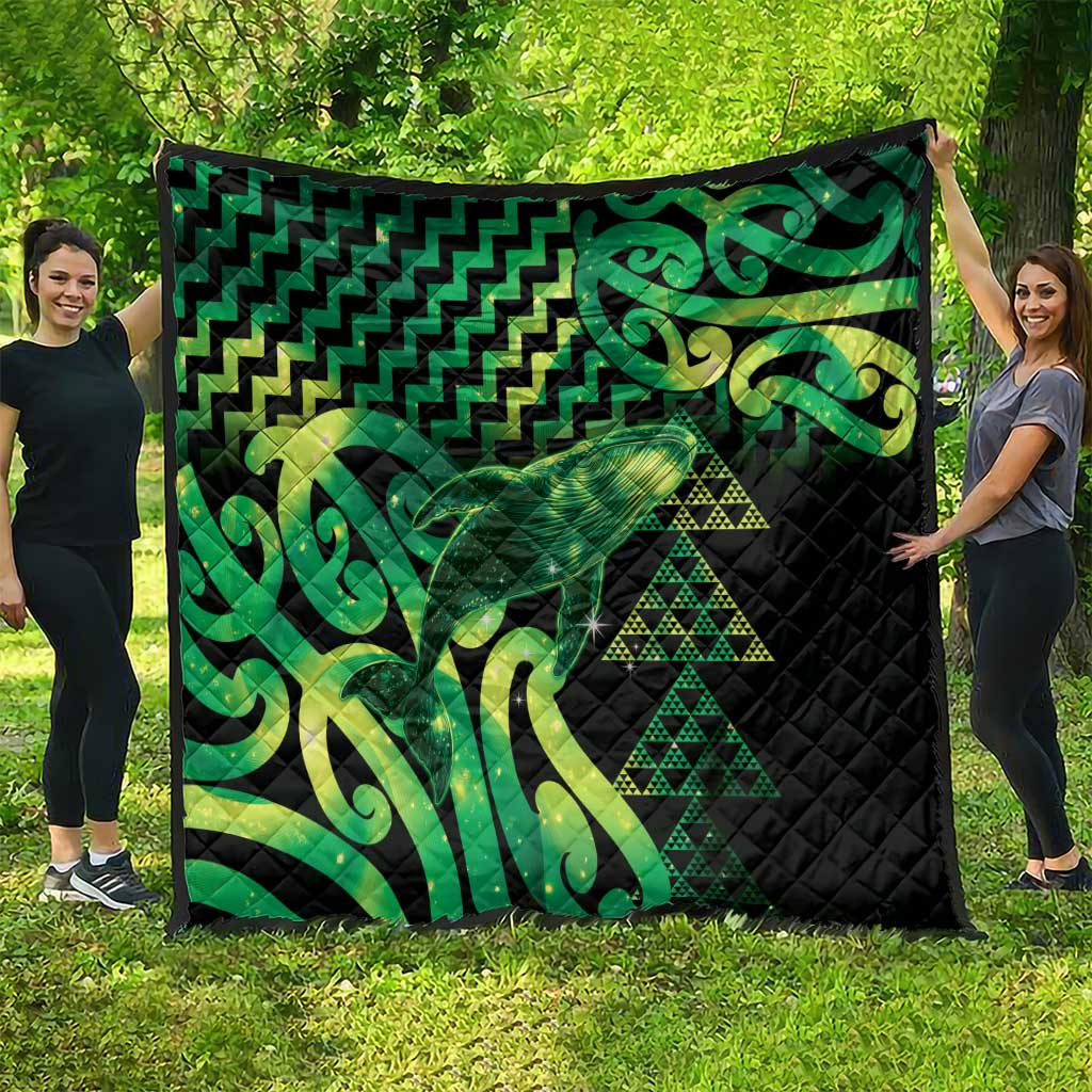 Humpback Whale Matariki New Zealand Quilt NZ Maori Paikea Poutama Luxury Green