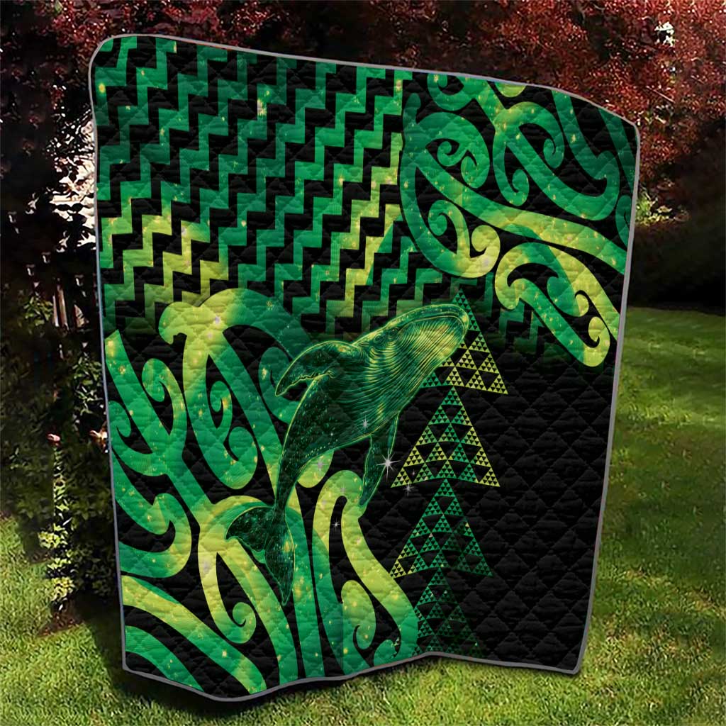Humpback Whale Matariki New Zealand Quilt NZ Maori Paikea Poutama Luxury Green