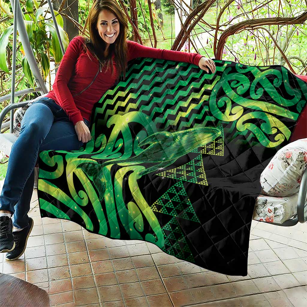 Humpback Whale Matariki New Zealand Quilt NZ Maori Paikea Poutama Luxury Green