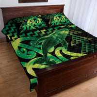 Humpback Whale Matariki New Zealand Quilt Bed Set NZ Maori Paikea Poutama Luxury Green