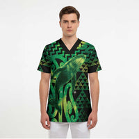 Humpback Whale Matariki New Zealand Scrub Top NZ Maori Paikea Poutama Luxury Green
