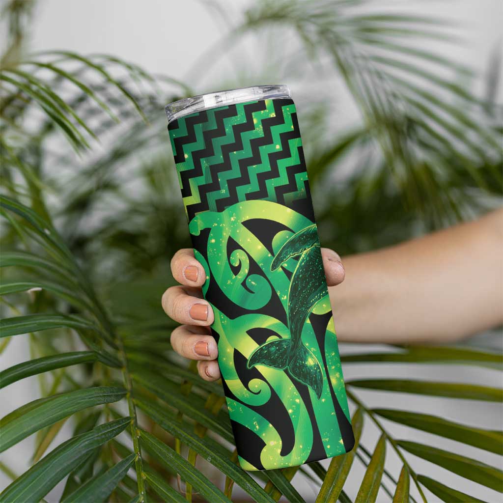 Humpback Whale Matariki New Zealand Skinny Tumbler NZ Maori Paikea Poutama Luxury Green LT14 - Polynesian Pride