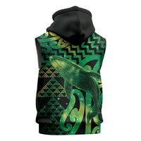Humpback Whale Matariki New Zealand Sleeveless Hoodie NZ Maori Paikea Poutama Luxury Green LT14 - Polynesian Pride