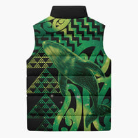 Humpback Whale Matariki New Zealand Sleeveless Puffer Jacket NZ Maori Paikea Poutama Luxury Green