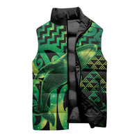 Humpback Whale Matariki New Zealand Sleeveless Puffer Jacket NZ Maori Paikea Poutama Luxury Green