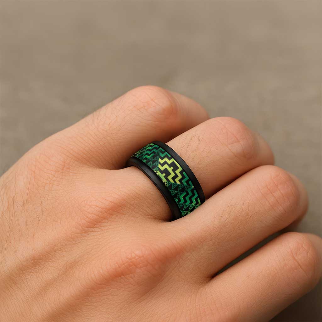 Humpback Whale Matariki New Zealand Spinner Ring NZ Maori Paikea Poutama Luxury Green