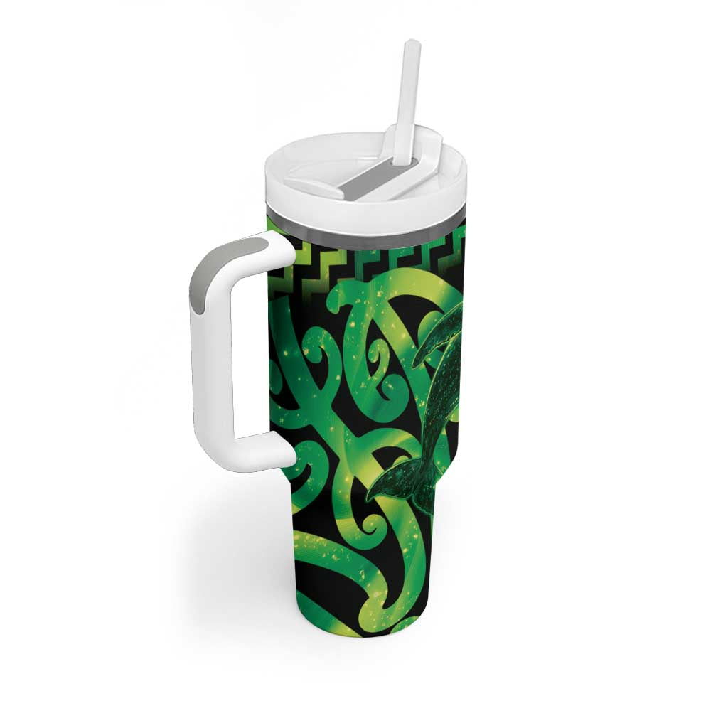 Humpback Whale Matariki New Zealand Tumbler With Handle NZ Maori Paikea Poutama Luxury Green
