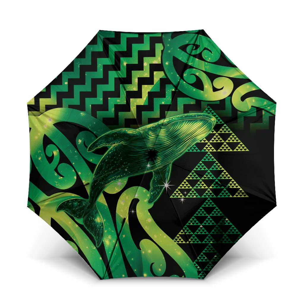 Humpback Whale Matariki New Zealand Umbrella NZ Maori Paikea Poutama Luxury Green
