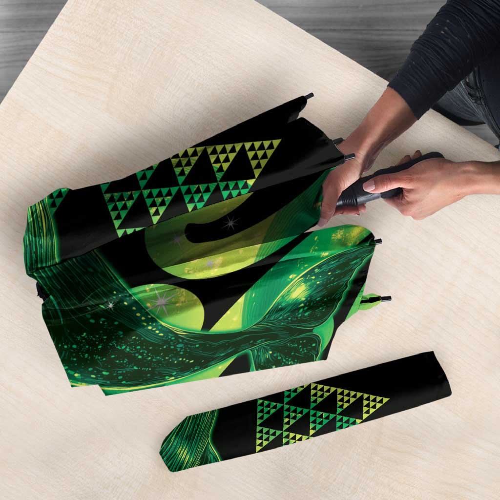 Humpback Whale Matariki New Zealand Umbrella NZ Maori Paikea Poutama Luxury Green