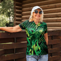 Humpback Whale Matariki New Zealand Women Polo Shirt NZ Maori Paikea Poutama Luxury Green LT14 - Polynesian Pride