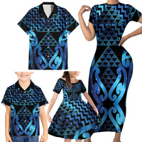 Taniko Motifs Matariki New Zealand Family Matching Short Sleeve Bodycon Dress and Hawaiian Shirt NZ Niho Taniwha Poutama LT14 - Polynesian Pride