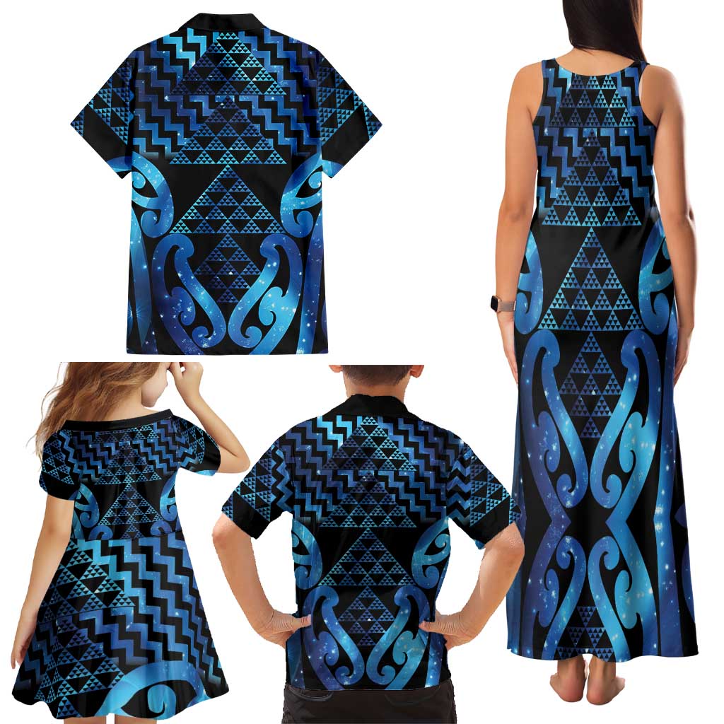 Taniko Motifs Matariki New Zealand Family Matching Tank Maxi Dress and Hawaiian Shirt NZ Niho Taniwha Poutama LT14 - Polynesian Pride