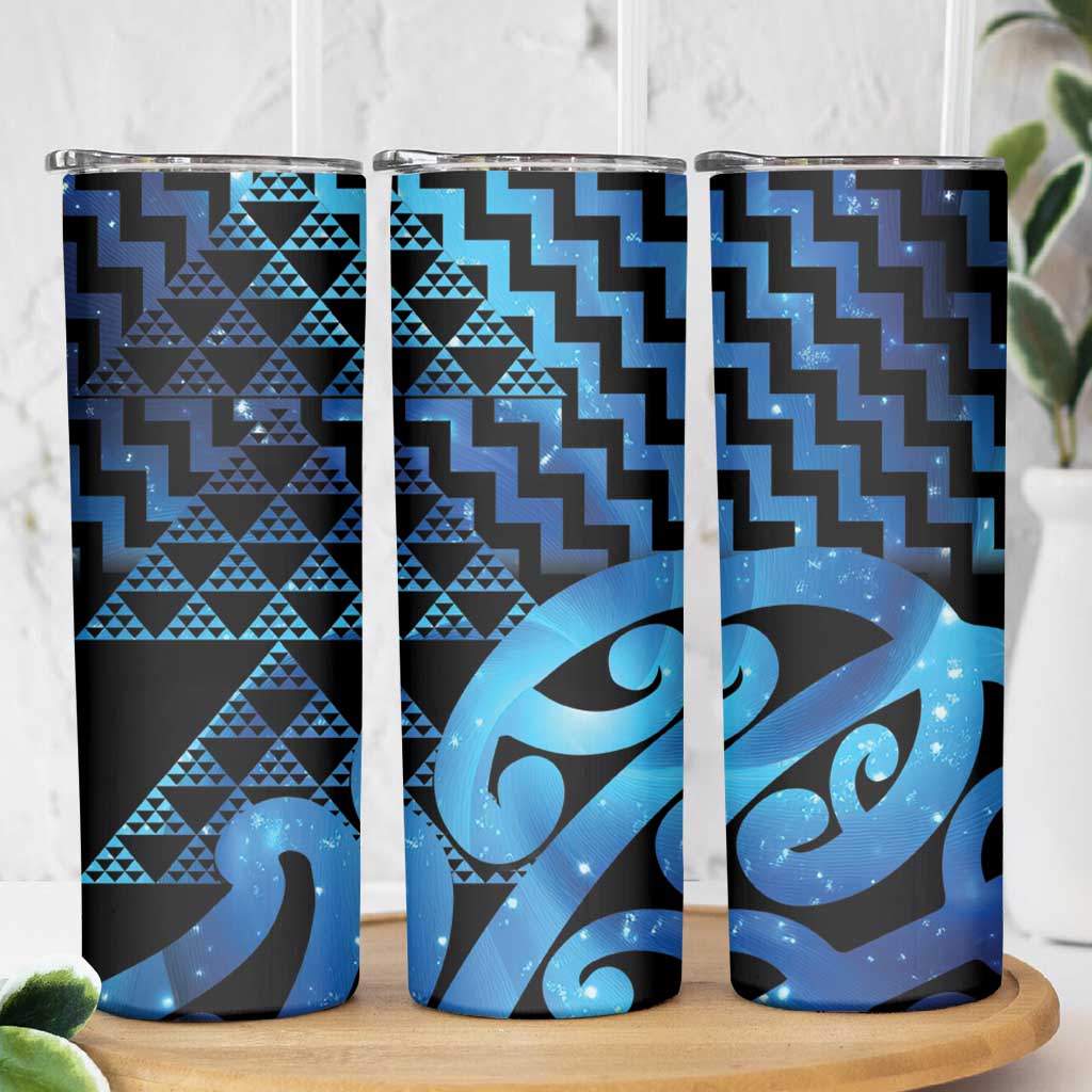 Taniko Motifs Matariki New Zealand Skinny Tumbler NZ Niho Taniwha Poutama LT14 - Polynesian Pride