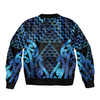 Taniko Motifs Matariki New Zealand Sleeve Zip Bomber Jacket NZ Niho Taniwha Poutama