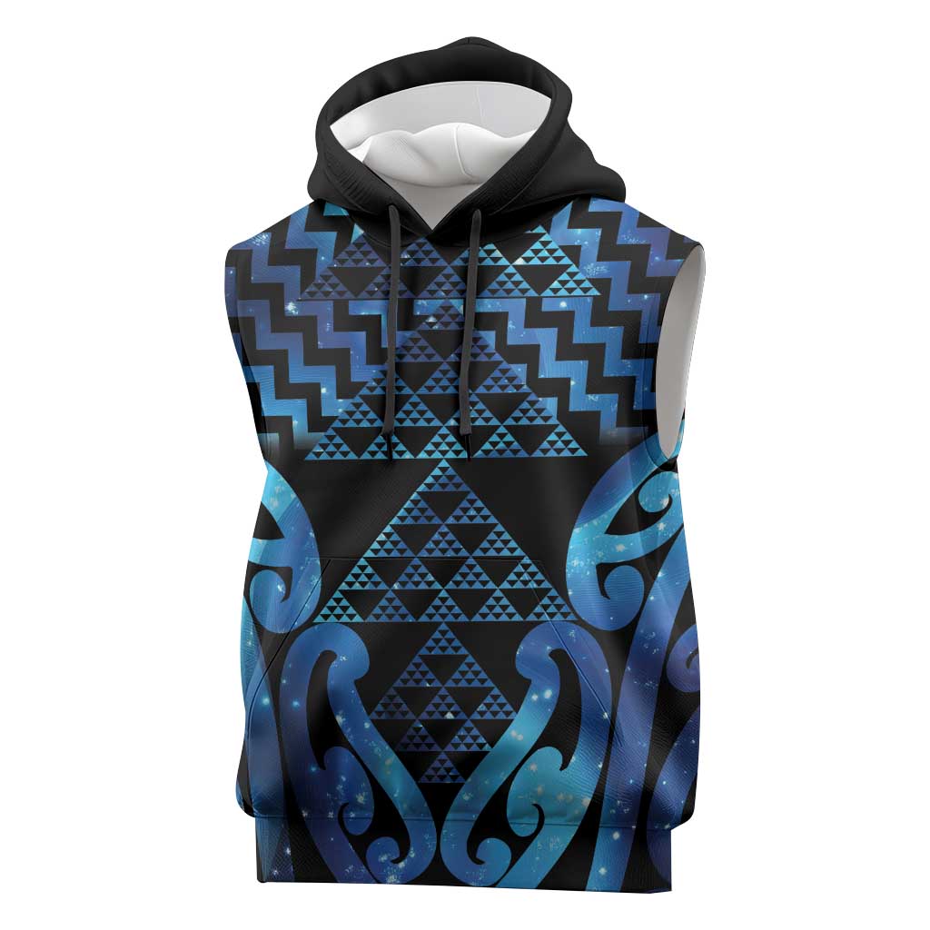 Taniko Motifs Matariki New Zealand Sleeveless Hoodie NZ Niho Taniwha Poutama