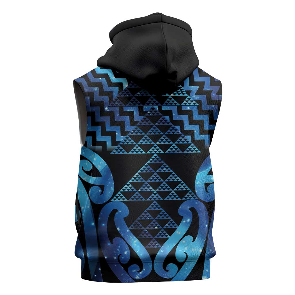 Taniko Motifs Matariki New Zealand Sleeveless Zip Hoodie NZ Niho Taniwha Poutama
