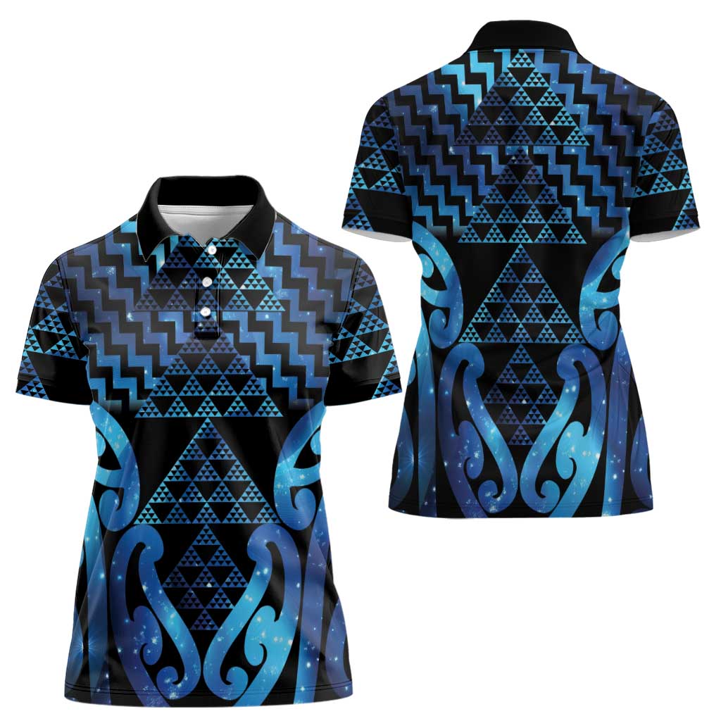 Taniko Motifs Matariki New Zealand Women Polo Shirt NZ Niho Taniwha Poutama