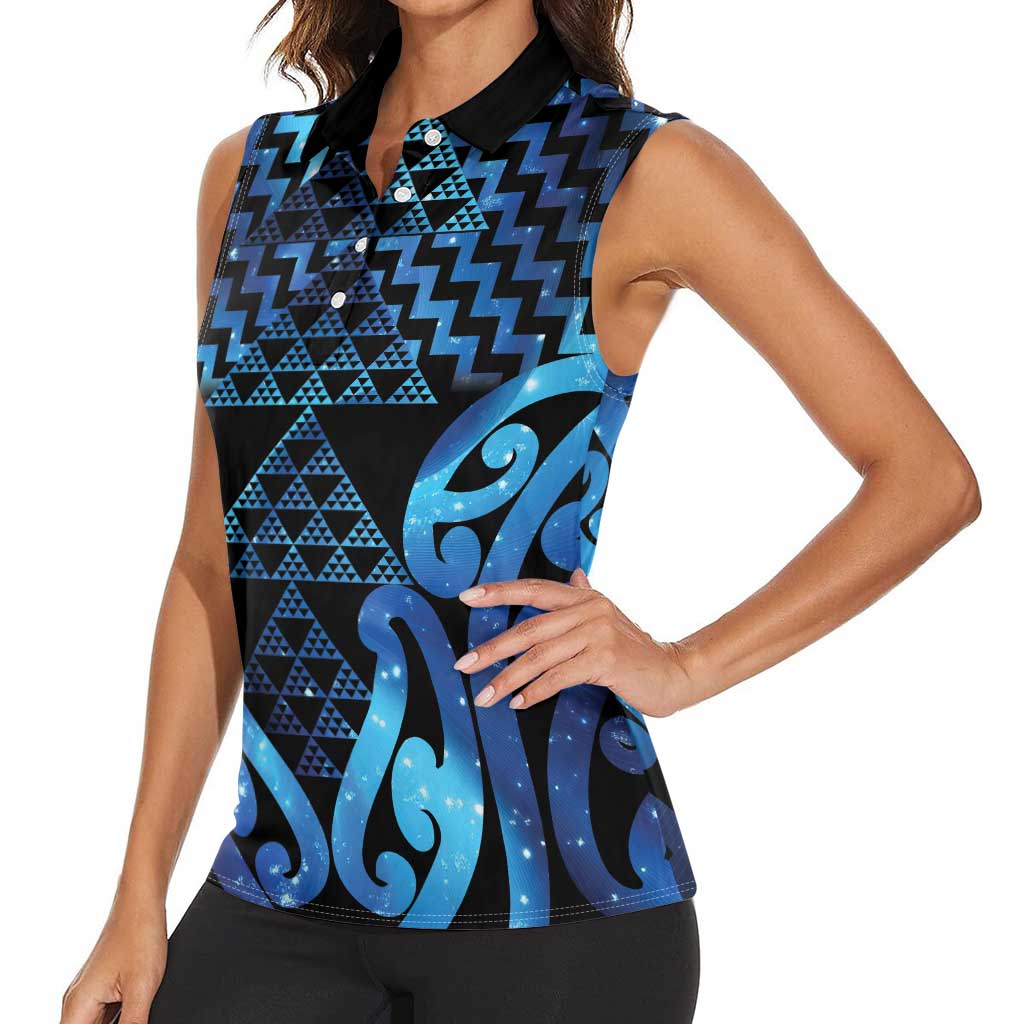 Taniko Motifs Matariki New Zealand Women Sleeveless Polo Shirt NZ Niho Taniwha Poutama LT14 - Polynesian Pride
