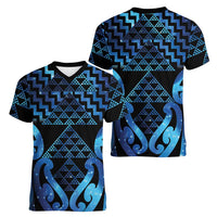 Taniko Motifs Matariki New Zealand Women V-Neck T-Shirt NZ Niho Taniwha Poutama LT14 - Polynesian Pride
