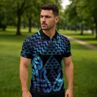 Taniko Motifs Matariki New Zealand Zipper Polo Shirt NZ Niho Taniwha Poutama