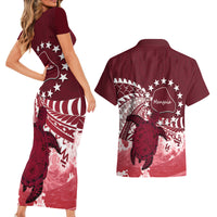Cook Islands Mangaia Gospel Day Couples Matching Short Sleeve Bodycon Dress and Hawaiian Shirt Polynesian Art With Sea Turtle LT14 - Polynesian Pride