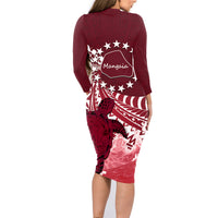 Cook Islands Mangaia Gospel Day Family Matching Long Sleeve Bodycon Dress and Hawaiian Shirt Polynesian Art With Sea Turtle LT14 - Polynesian Pride