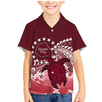 Cook Islands Mangaia Gospel Day Family Matching Mermaid Dress and Hawaiian Shirt Polynesian Art With Sea Turtle LT14 Son's Shirt Maroon - Polynesian Pride