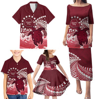 Cook Islands Mangaia Gospel Day Family Matching Puletasi and Hawaiian Shirt Polynesian Art With Sea Turtle LT14 - Polynesian Pride