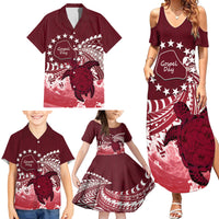 Cook Islands Mangaia Gospel Day Family Matching Summer Maxi Dress and Hawaiian Shirt Polynesian Art With Sea Turtle LT14 - Polynesian Pride