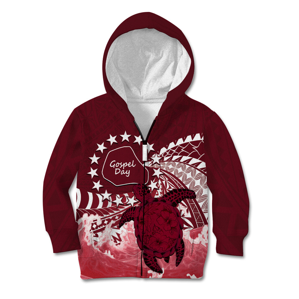 Cook Islands Mangaia Gospel Day Kid Hoodie Polynesian Art With Sea Turtle