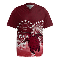 Cook Islands Mangaia Gospel Day Rugby Jersey Polynesian Art With Sea Turtle