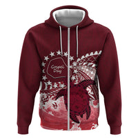 Cook Islands Mangaia Gospel Day Zip Hoodie Polynesian Art With Sea Turtle