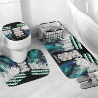 Aotearoa Korowai Motif Bathroom Set Hei Tiki Poutama Maori Pattern LT14 Mat Set Only (3 pcs) One Size Turquoise - Polynesian Pride