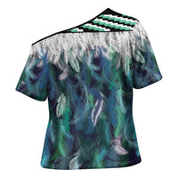 Aotearoa Korowai Motif Cross Shoulder Shirt Hei Tiki Poutama Maori Pattern LT14 - Polynesian Pride