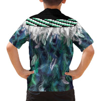 Aotearoa Korowai Motif Family Matching Off The Shoulder Long Sleeve Dress and Hawaiian Shirt Hei Tiki Poutama Maori Pattern LT14 - Polynesian Pride