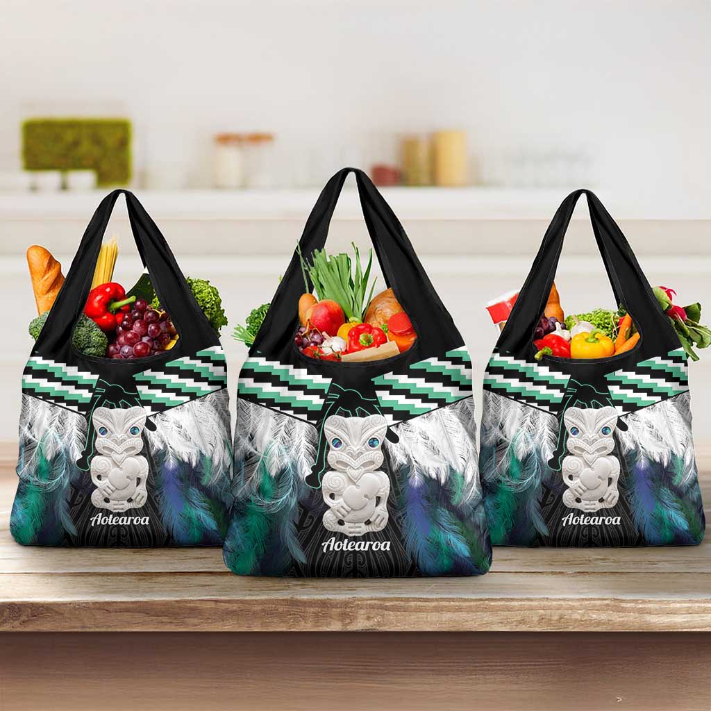 Aotearoa Korowai Motif Grocery Bag Hei Tiki Poutama Maori Pattern
