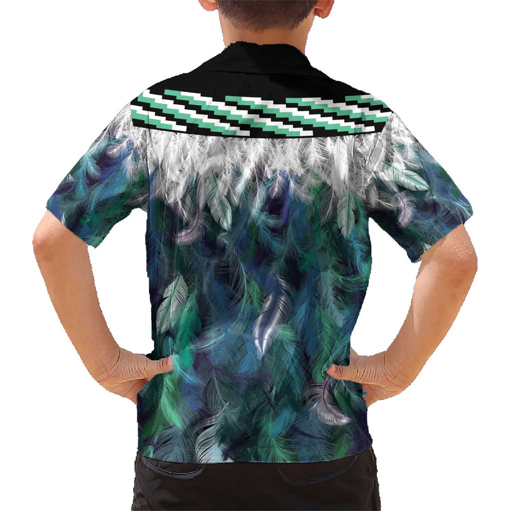 Aotearoa Korowai Motif Kid Hawaiian Shirt Hei Tiki Poutama Maori Pattern