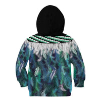 Aotearoa Korowai Motif Kid Hoodie Hei Tiki Poutama Maori Pattern