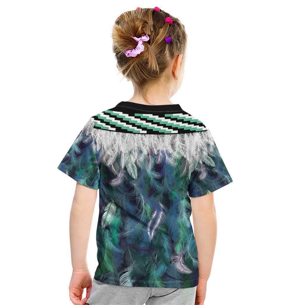 Aotearoa Korowai Motif Kid T Shirt Hei Tiki Poutama Maori Pattern