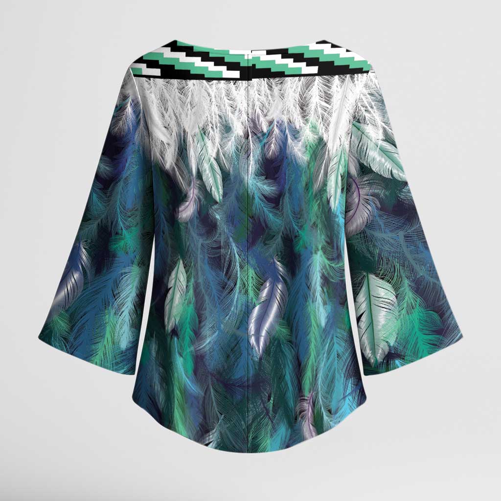 Aotearoa Korowai Motif Kimono Sleeve Blouse Hei Tiki Poutama Maori Pattern - Polynesian Pride