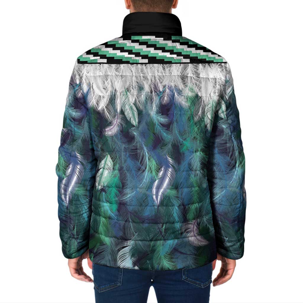 Aotearoa Korowai Motif Padded Jacket Hei Tiki Poutama Maori Pattern - Polynesian Pride