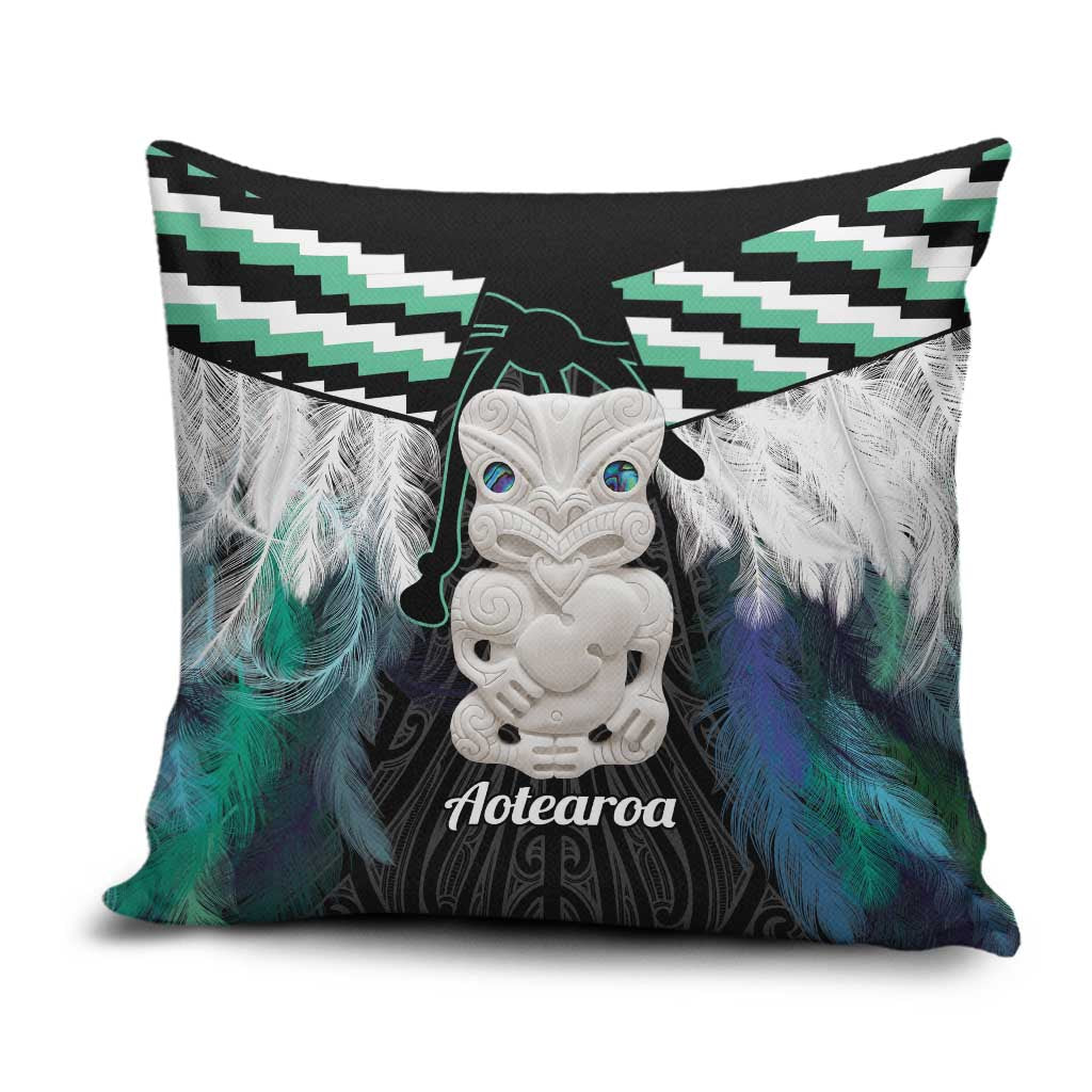 Aotearoa Korowai Motif Pillow Cover Hei Tiki Poutama Maori Pattern LT14 Turquoise - Polynesian Pride