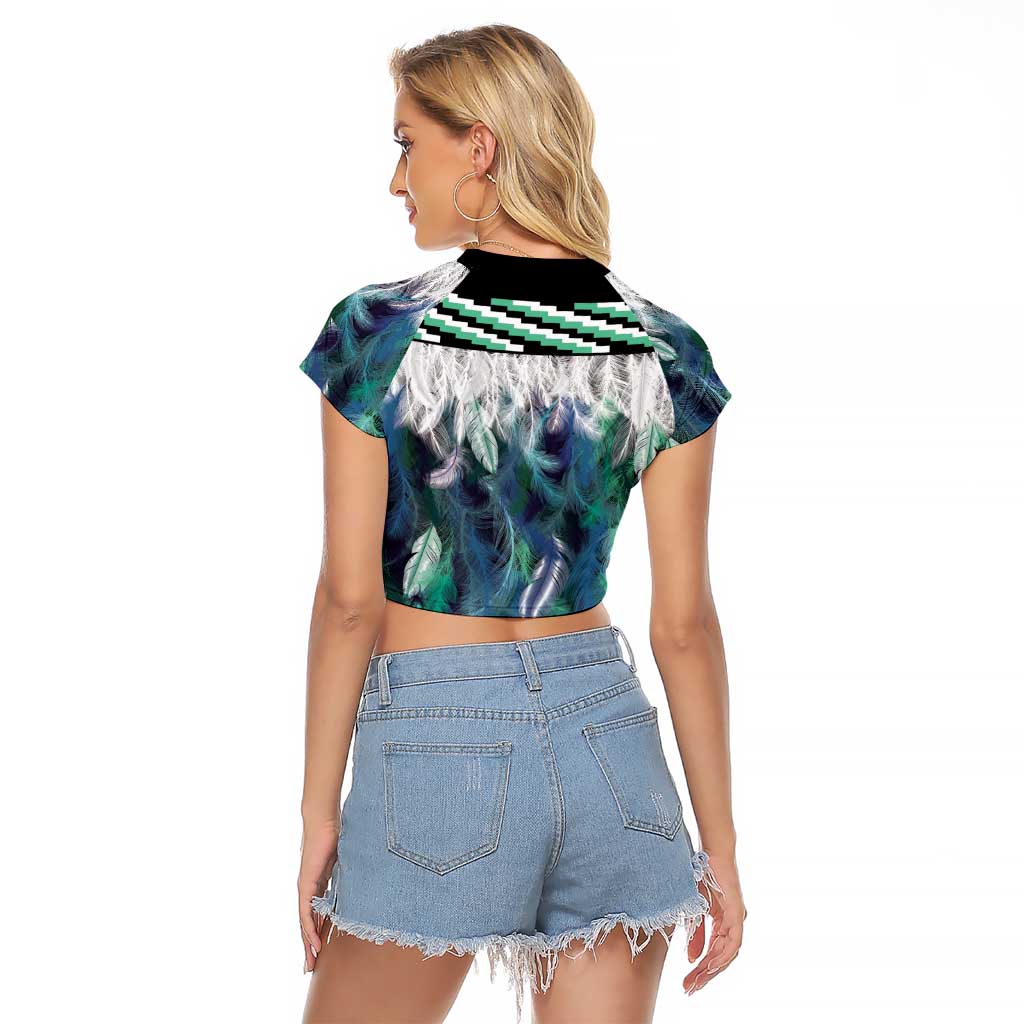 Aotearoa Korowai Motif Raglan Cropped T Shirt Hei Tiki Poutama Maori Pattern