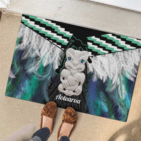 Aotearoa Korowai Motif Rubber Doormat Hei Tiki Poutama Maori Pattern