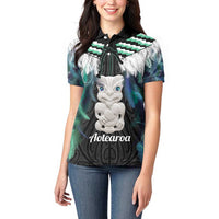 Aotearoa Korowai Motif Women Polo Shirt Hei Tiki Poutama Maori Pattern